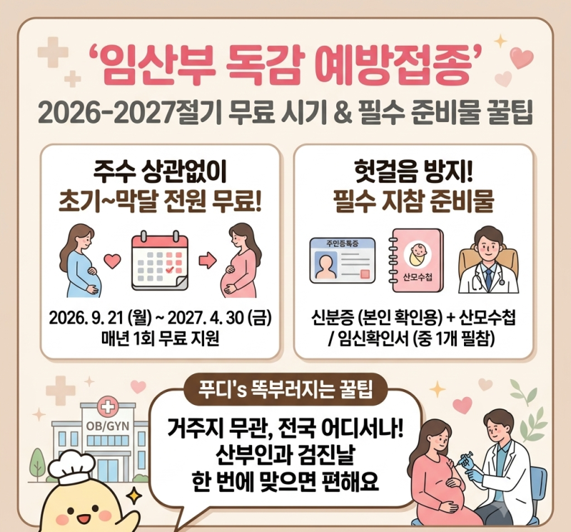 임산부 독감 예방접종 무료 시기 | 임신 초기 주사 꿀팁