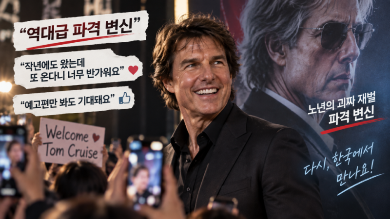 톰 크루즈 13번째 내한 확정 백발 변신한 영화 디거와 친절한 톰 아저씨의 약속