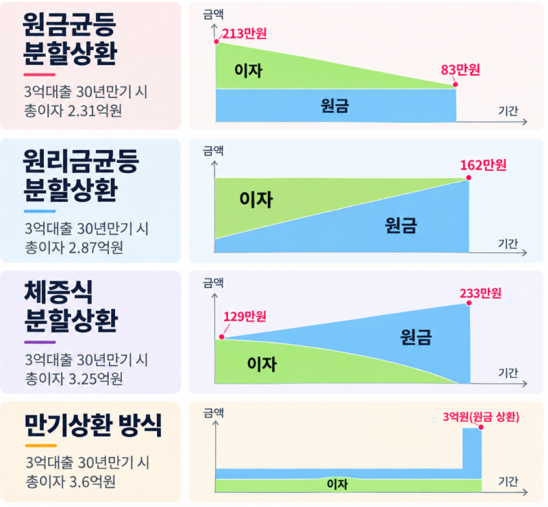 부린이를 위한 "원리금 균등, 원금 균등 차이"(ft. 대출 상환방식 4가지 총정리)
