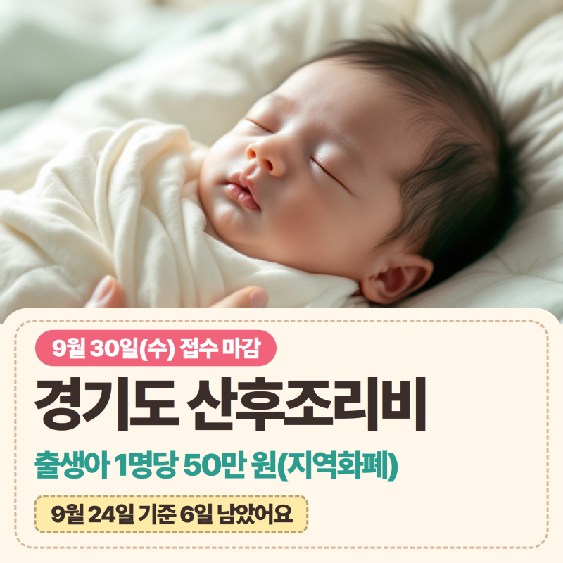 경기도 산후조리비 9월 30일 마감, 출생 12개월 안이고 요건이 맞으면 신청하세요