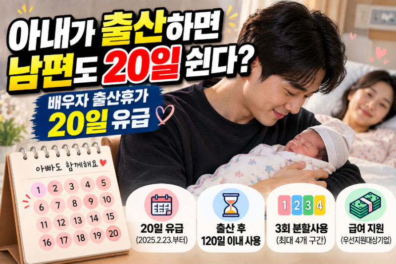 아내가 출산하면 남편도 20일 쉰다?｜배우자 출산휴가 기간·분할사용·유급 총정리