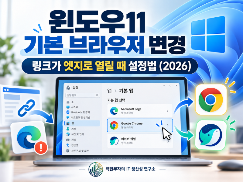 윈도우11 기본 브라우저 크롬 변경 오류 해결: 링크가 엣지로 열릴 때 설정법 (2026)