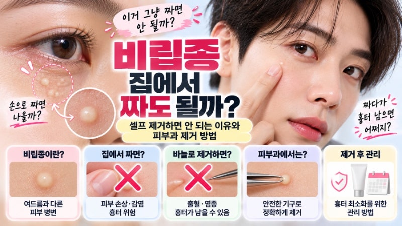 비립종 집에서 짜도 될까? 셀프 제거하면 안 되는 이유와 피부과 제거 방법