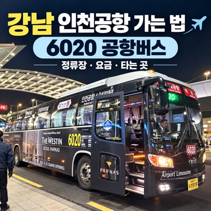 강남 인천공항 가는 법 | 6009번·6020번 공항버스 시간표 요금 탑승 위치