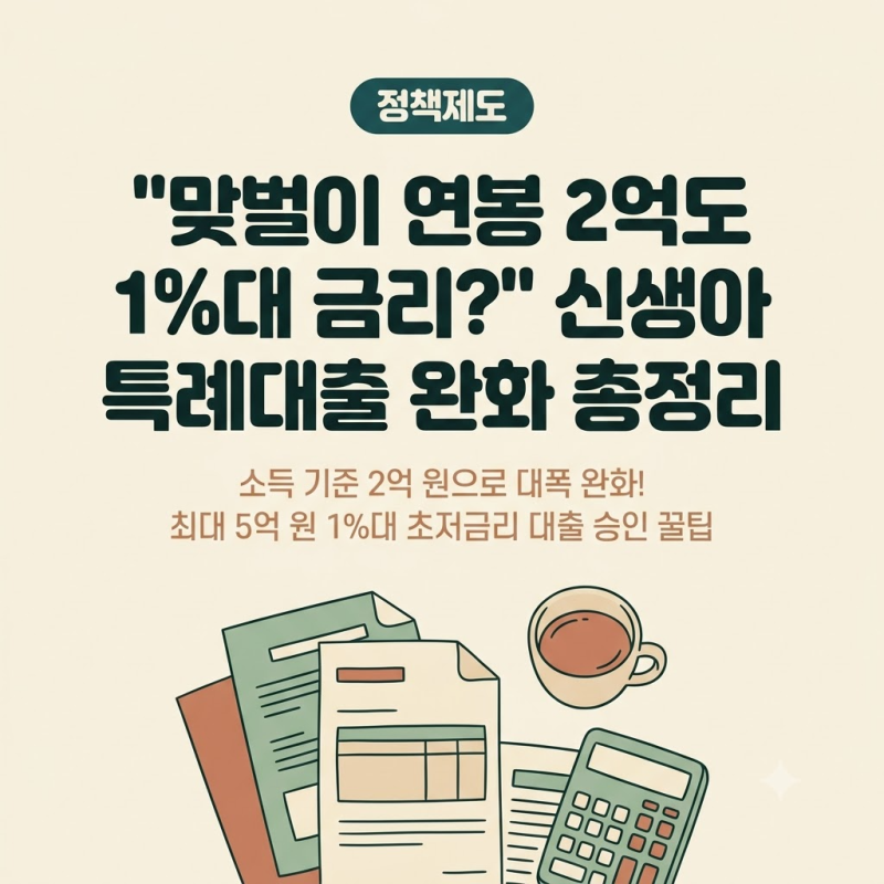 "맞벌이 연봉 2억도 1%대 금리?" 신생아 특례대출 완화 조건과 5억 대출 승인 꿀팁