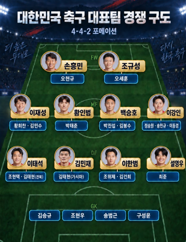 모레노호 4-4-2 윤곽 손흥민 이강인 주전 경쟁