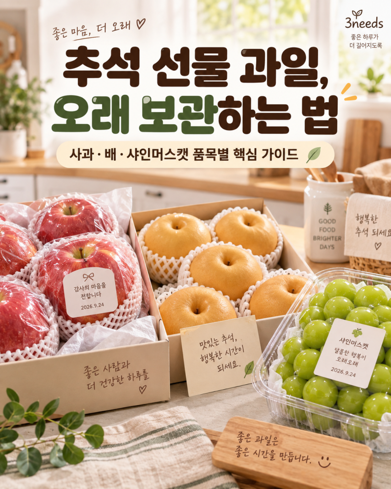 추석 과일 보관방법｜사과·배·샤인머스캣 오래 신선하게 보관하는 법