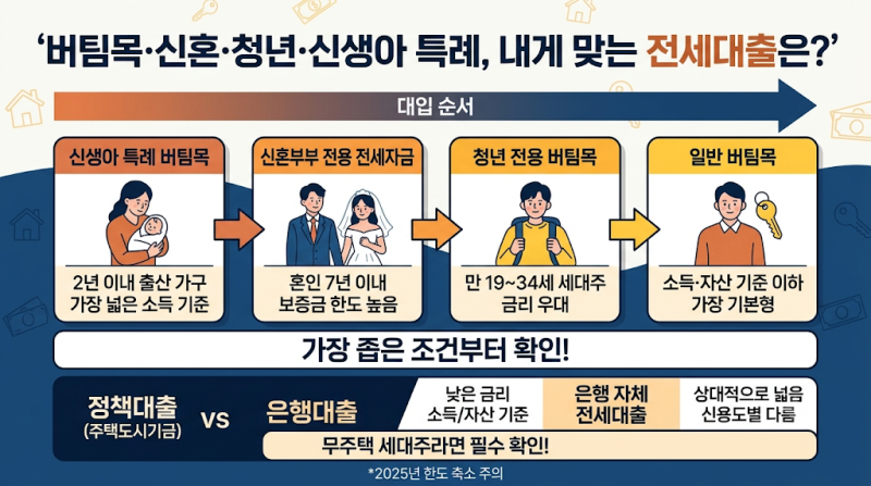 버팀목·신혼·청년·신생아 특례, 내 조건엔 어떤 전세대출이 맞을까요?