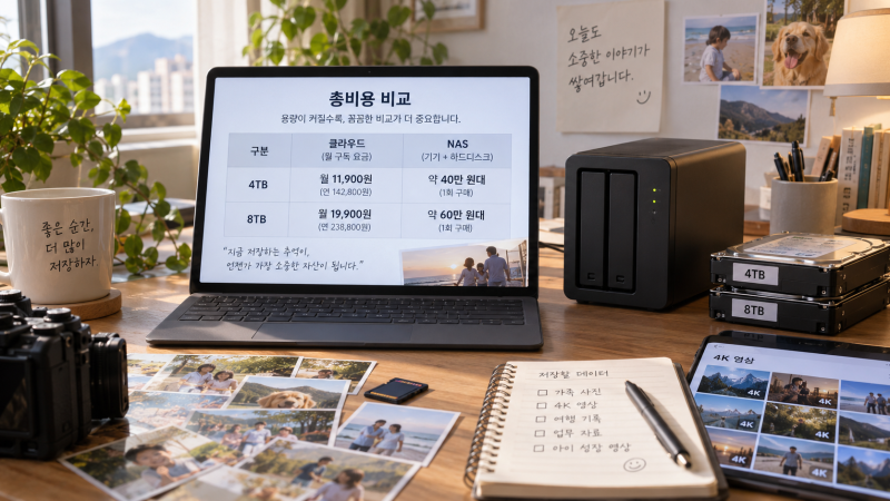 월 구독형 클라우드와 NAS, 몇 TB부터 장기 비용이 달라질까요