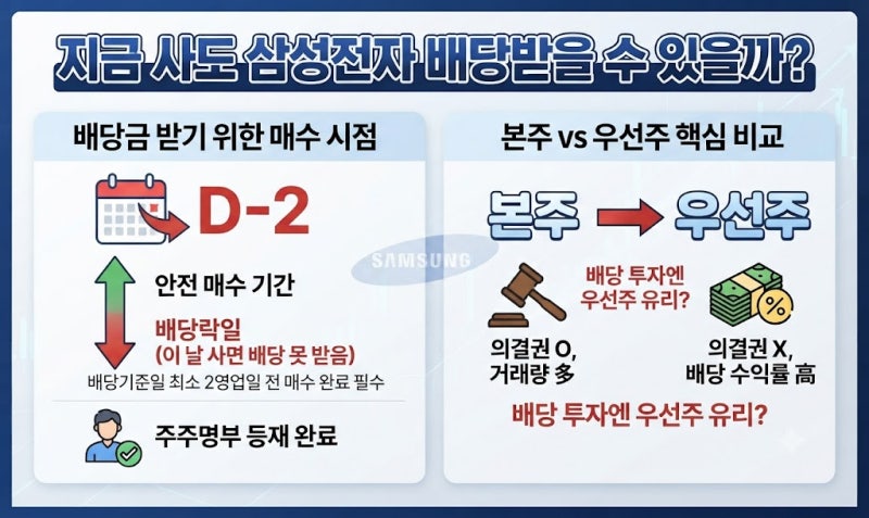 지금 사도 삼성전자 배당받을 수 있을까? 매수 시점과 본주 vs 우선주 차이 분석