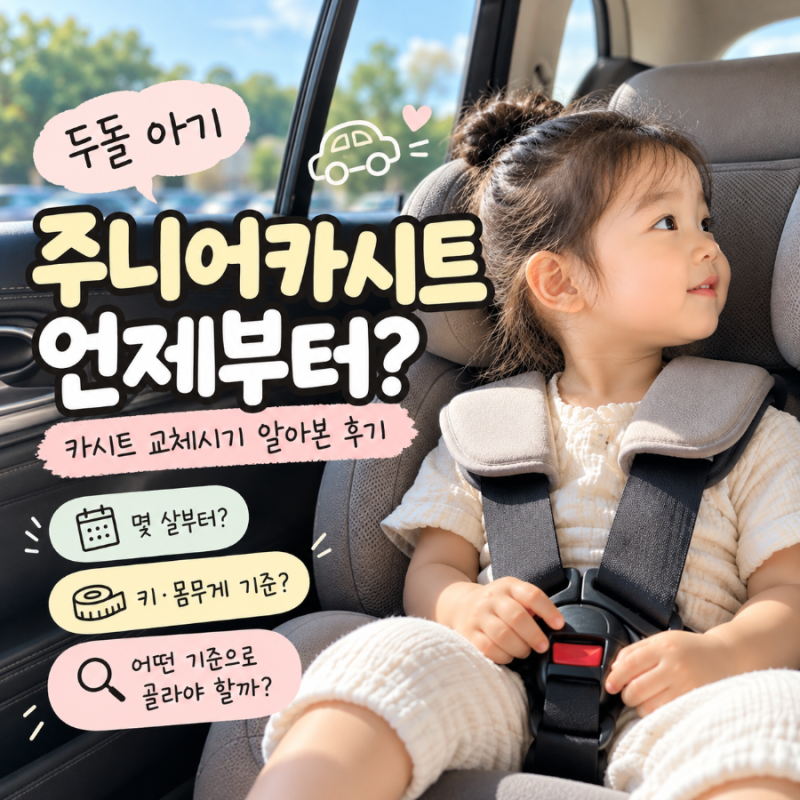 두돌 아기 주니어카시트 언제부터? 카시트 교체시기 알아본 후기