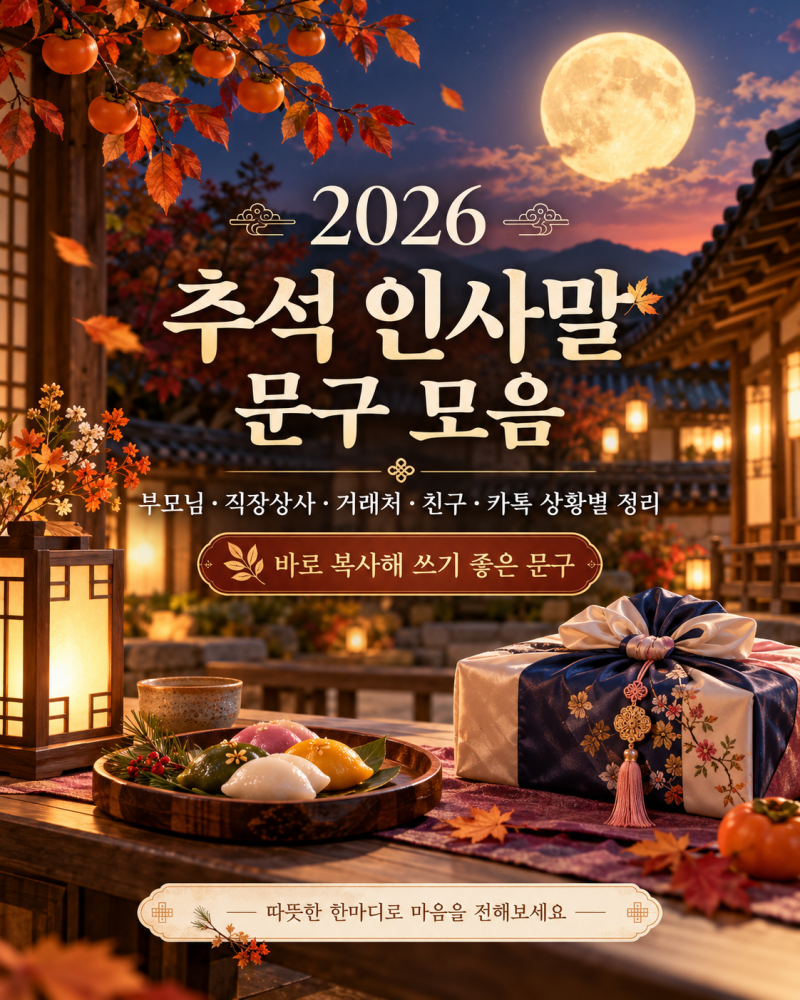 2026 추석 인사말 문구 모음, 부모님·직장상사·거래처·카톡 상황별 정리