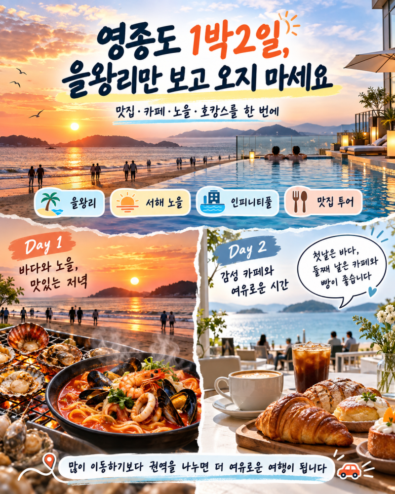 영종도 을왕리 1박2일 여행 코스, 맛집·카페·노을·호캉스까지
