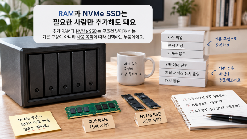 NAS 실제 비용 계산: HDD 2개·RAM·NVMe·전기요금까지
