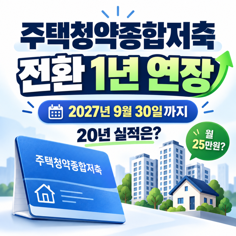주택청약종합저축 2027년까지 전환 연장, 20년 통장 실적은 얼마나 인정될까?