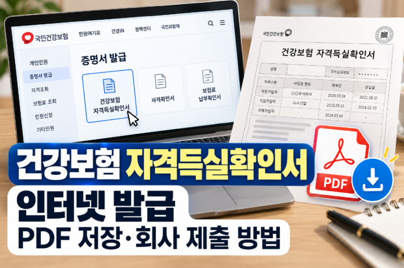 건강보험 자격득실확인서 인터넷 발급｜PDF 저장·회사 제출