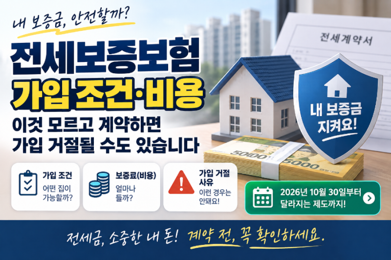 전세보증보험 가입 조건·비용, 이것 모르고 계약하면 가입 거절될 수도 있습니다