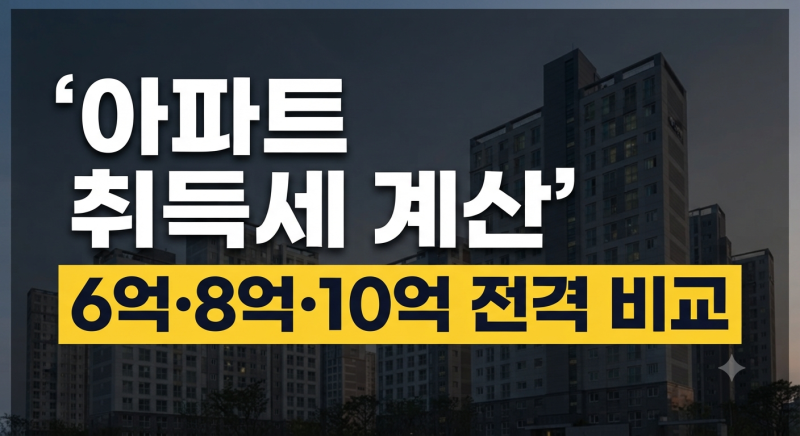 아파트 취득세 계산 방법｜6억·8억·10억 주택 취득세, 계약 전에 반드시 확인하세요 (2026년 ....