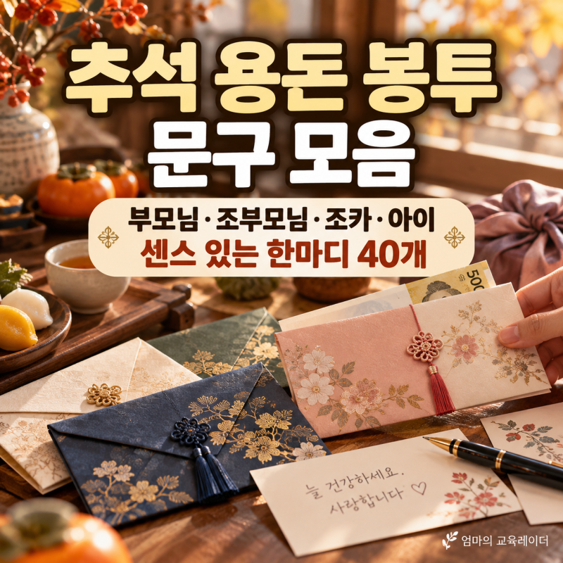 추석 용돈 봉투 문구 모음｜부모님·조부모님·조카·아이 센스 있는 한마디 40개