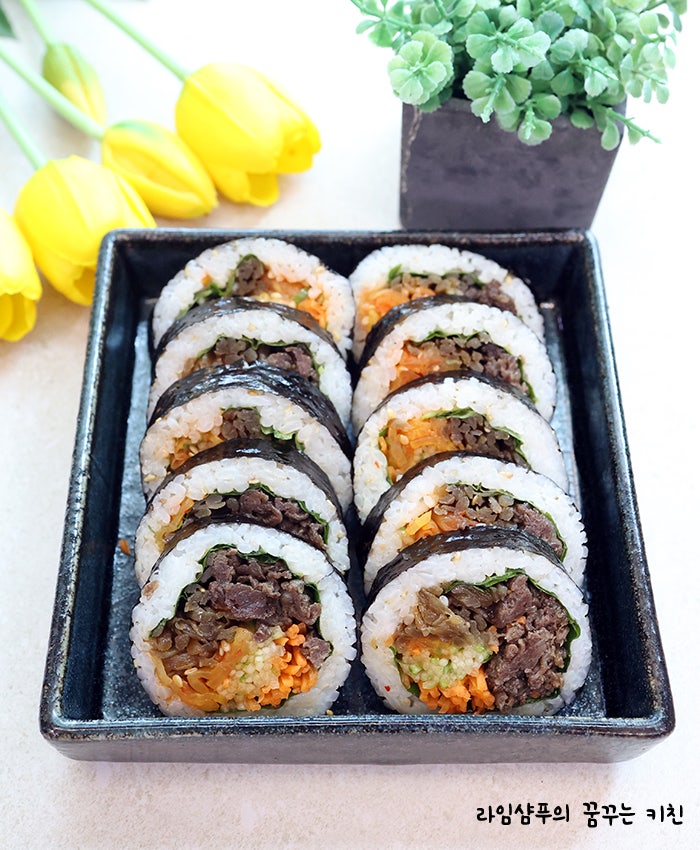 김밥 만들기 밥 양념 소불고기 오이김밥 레시피 불고기김밥 요리