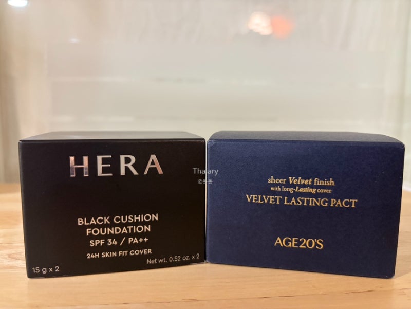 겨울 브라이트가 태국에서 써본 베이스｜헤라 블랙쿠션 23N1 vs AGE20’s 벨벳팩트 23C, 내돈내산....