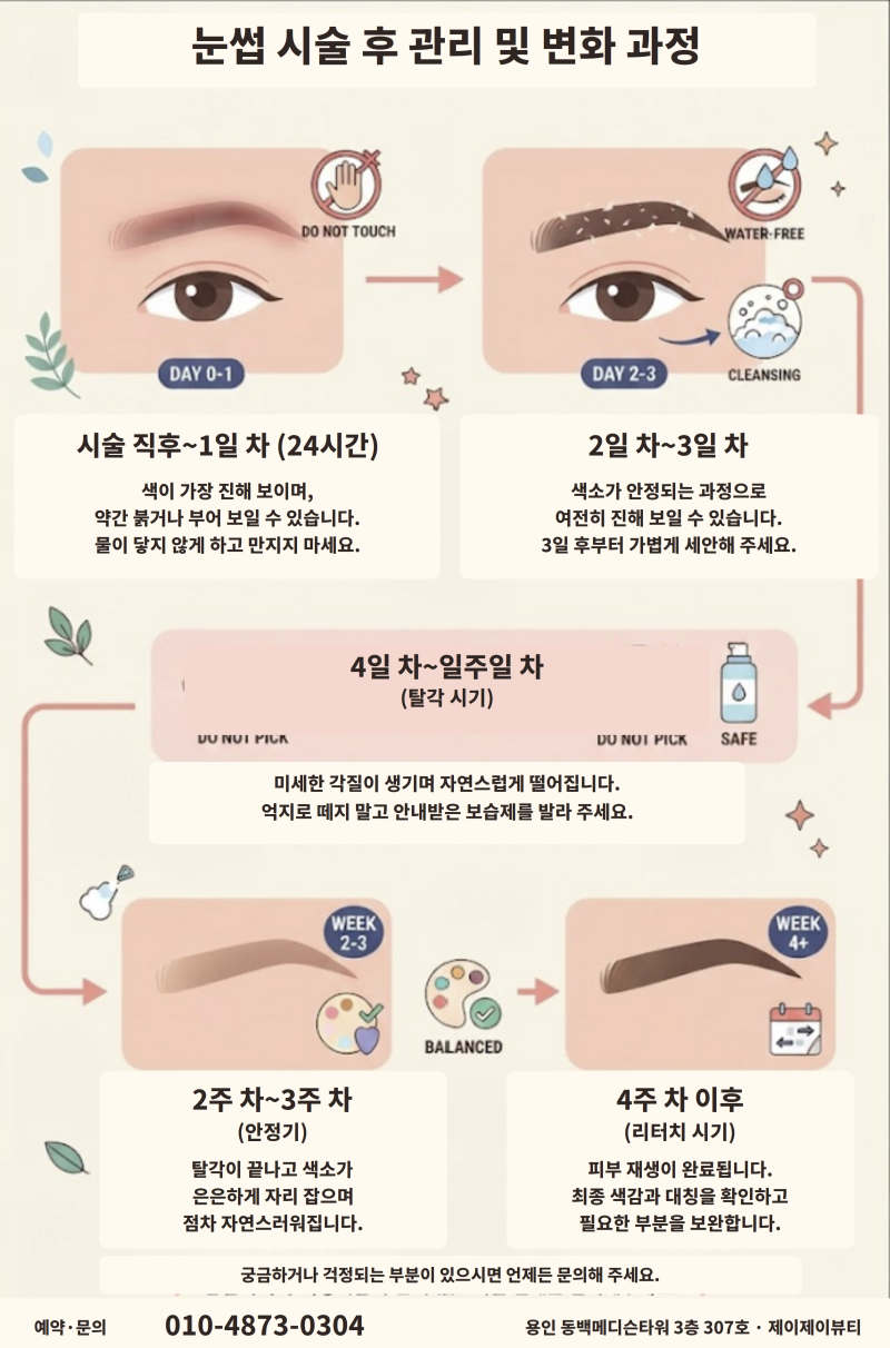 눈썹문신 탈각 후 얼룩덜룩해요, 리터치가 필요한 상태일까요?