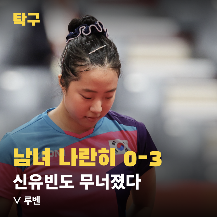 한국 탁구 남녀 나란히 0-3 완패, 신유빈도 무너졌다
