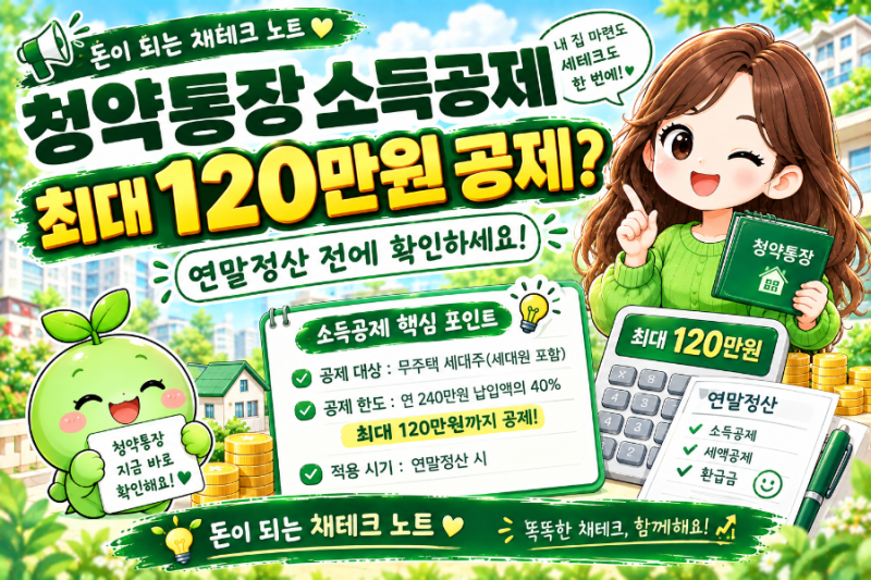2026 주택청약종합저축 소득공제｜연말정산 공제조건·한도·주의사항 총정리