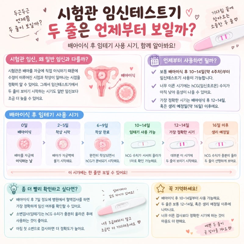 시험관 임신테스트기 두 줄은 언제부터 보일까?｜배아이식 후 임테기 사용 시기