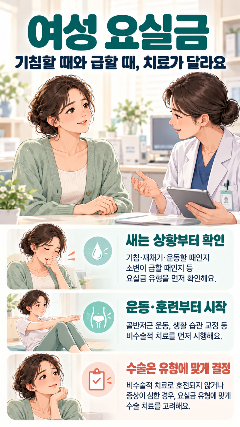 여성 요실금, 기침할 때 새는 소변도 수술해야 할까요?