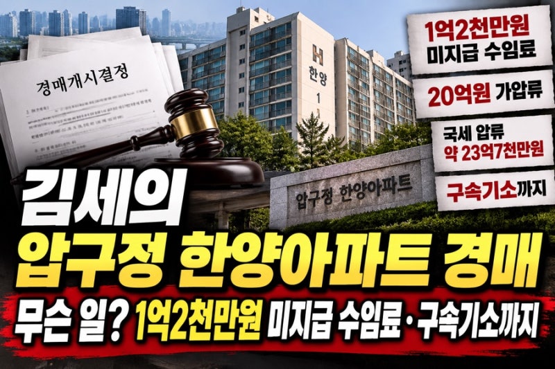 김세의 압구정 한양아파트 경매 무슨 일? 1억2천만원 미지급 수임료 구속기소까지