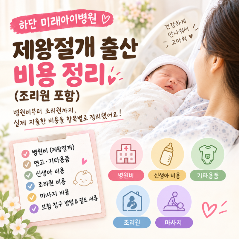 [출산 후기] 하단 미래아이병원 제왕절개 출산 비용&조리원 비용 총정리(보험 청구 후기)