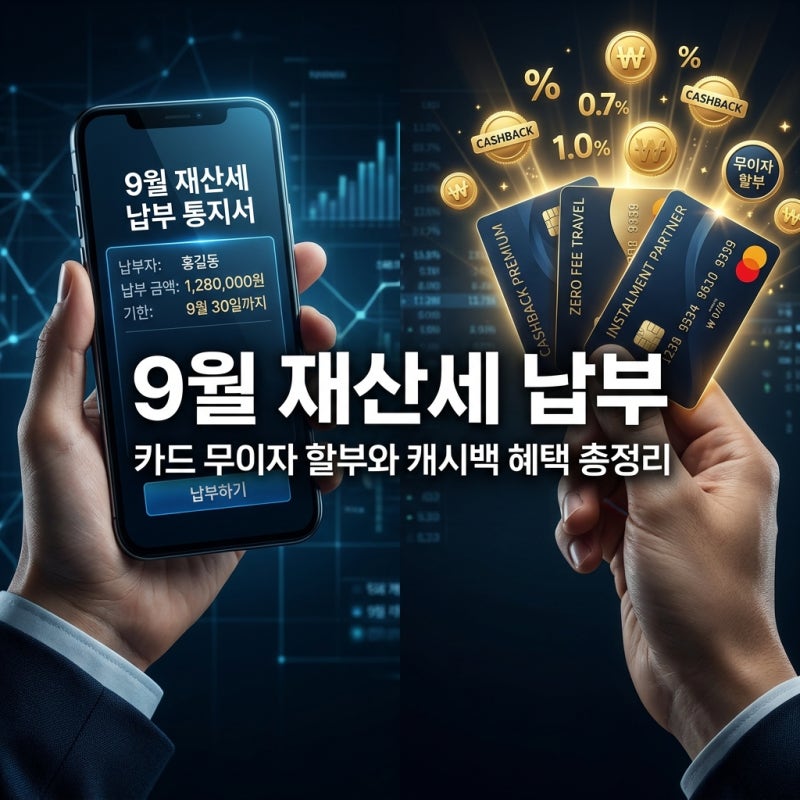 9월 재산세 납부 D-6, 카드사 무이자 할부와 캐시백 총정리