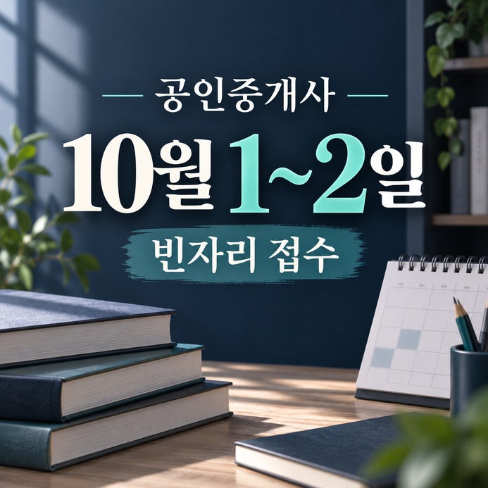 2026 공인중개사 빈자리 접수 10월 1~2일, 시험일과 합격 기준