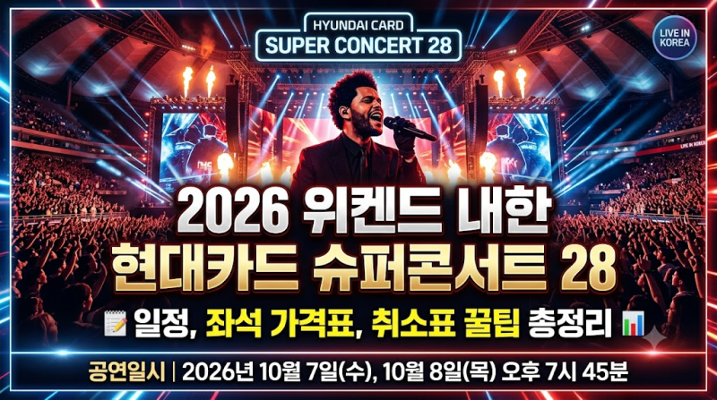 2026 위켄드 내한 현대카드 슈퍼콘서트 28: 일정, 좌석 가격표, 취소표 꿀팁 총정리