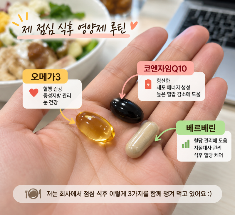 코엔자임Q10 효능과 복용시간｜오메가3·베르베린 같이 먹어도 될까? 함께 복용중인 직장인 ....