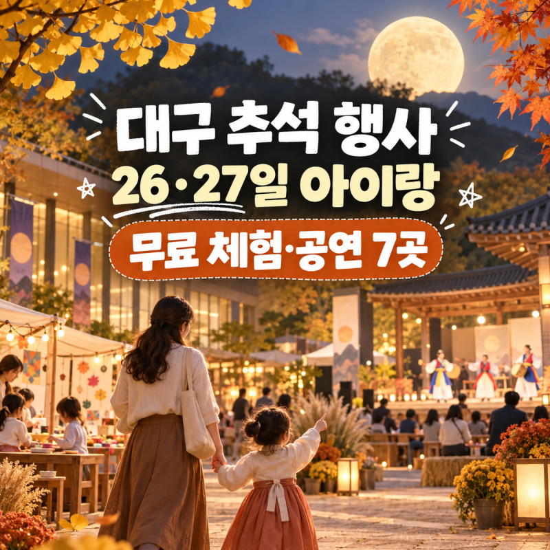 대구 추석 행사 9월 26,27일 아이랑 무료 체험,공연 7곳