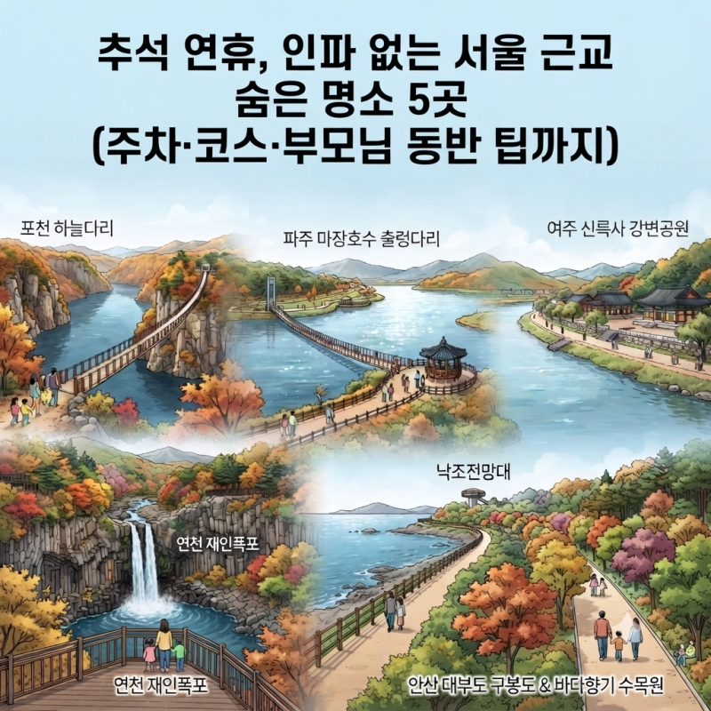 추석 연휴, 인파 없는 서울 근교 숨은 명소 5곳 (주차·코스·부모님 동반 팁까지)