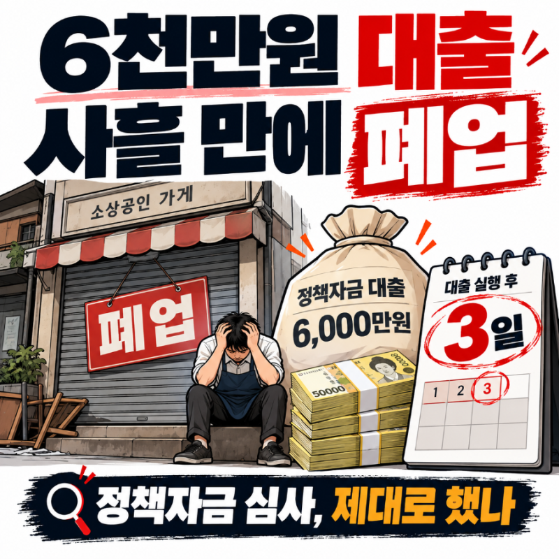 6,000만원 대출받고 사흘 만에 폐업…국가지원 대출은 먼저 보는 사람이 임자인가?
