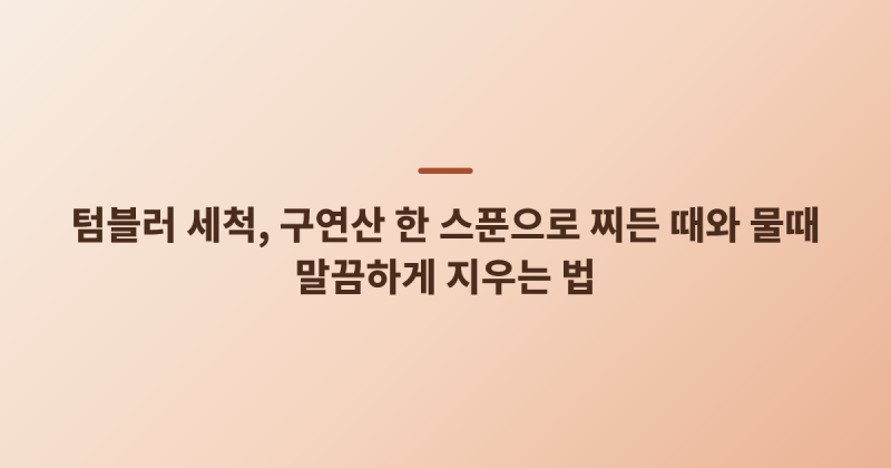 텀블러 세척, 구연산 한 스푼으로 찌든 때와 물때 말끔하게 지우는 법