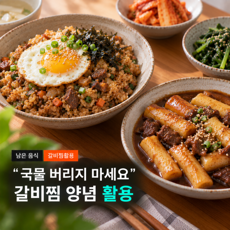 갈비찜 국물 버리지 마세요, 남은 갈비찜 양념으로 볶음밥과 떡볶이 만들기
