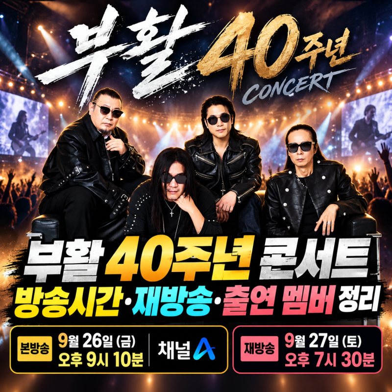 부활 40주년 콘서트 방송시간·재방송·출연 멤버 정리