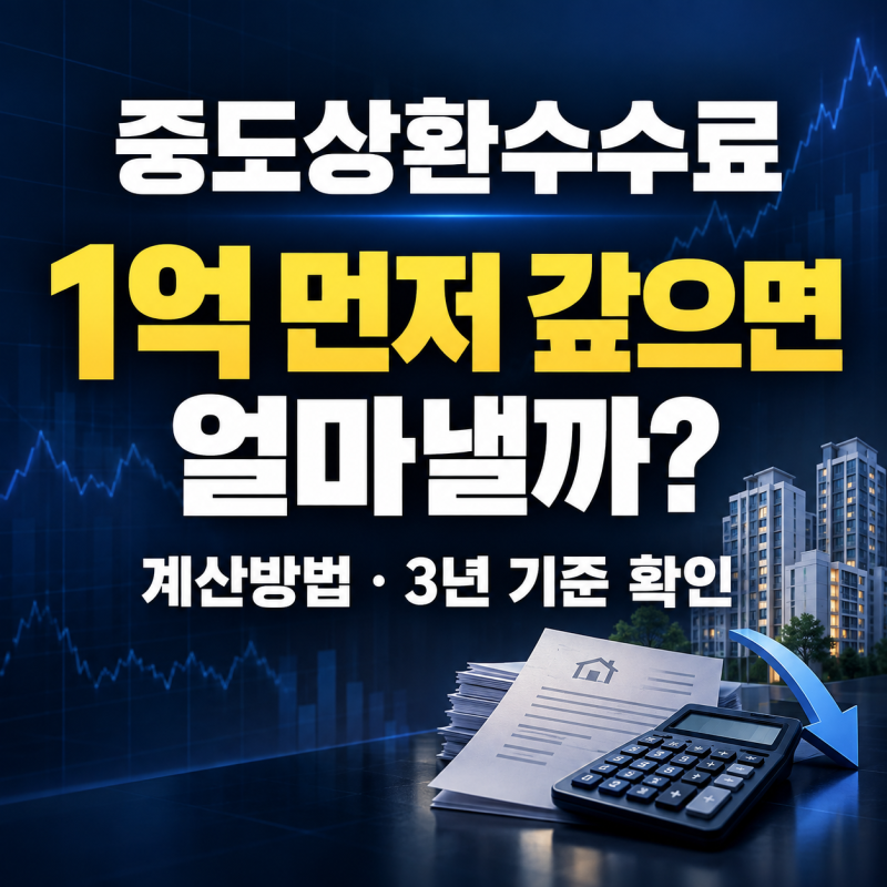 중도상환수수료 계산방법, 대출 1억 먼저 갚으면 얼마일까?