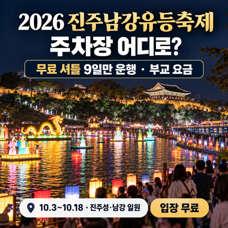 2026 진주남강유등축제 주차장·무료 셔틀버스: 총 9일 운행, 부교 요금까지