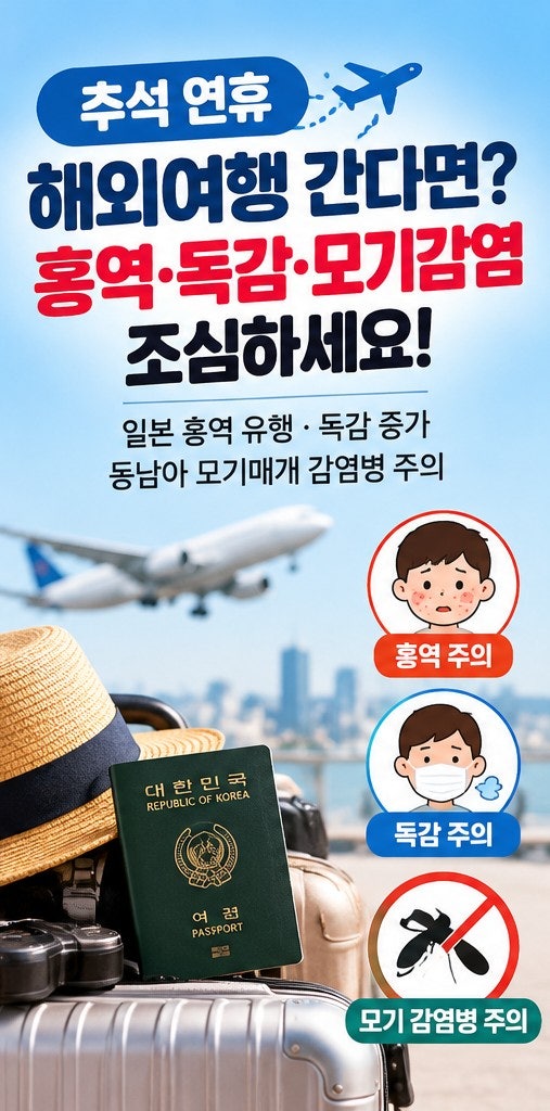 ✈️ 추석 해외여행 간다면? 일본은 홍역·독감, 동남아는 모기 조심하세요