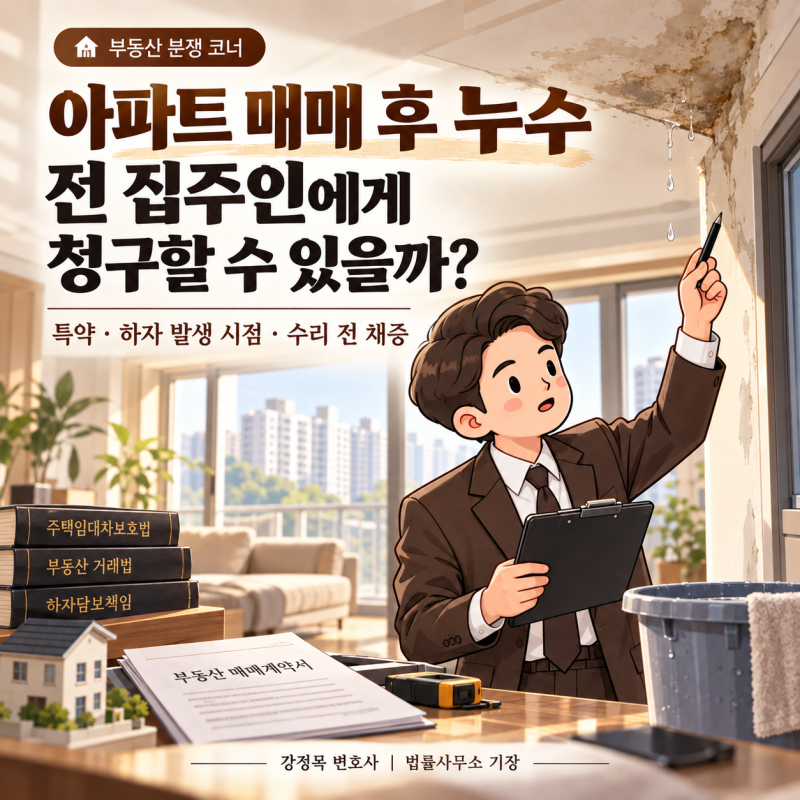 아파트 매매 후 누수, 전 집주인에게 수리비 청구할 수 있을까?｜매도인 책임과 하자담보책....
