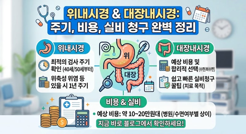 위내시경 대장내시경 검사 주기 비용 실비 청구 완벽 정리