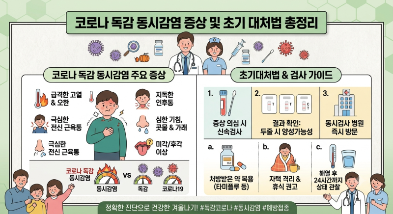 코로나 독감 동시감염 증상 및 초기 대처법 총정리 (키트, 격리, 수액)