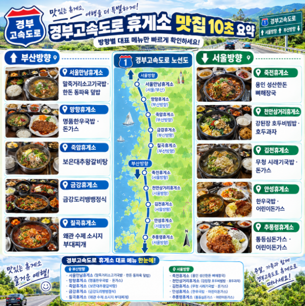 경부고속도로 휴게소 맛집 추천 방향별 대표 메뉴 총정리