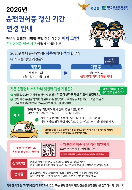 운전면허증 갱신 온라인 신청 방법, 2026년 바뀐 갱신기간부터 확인하세요